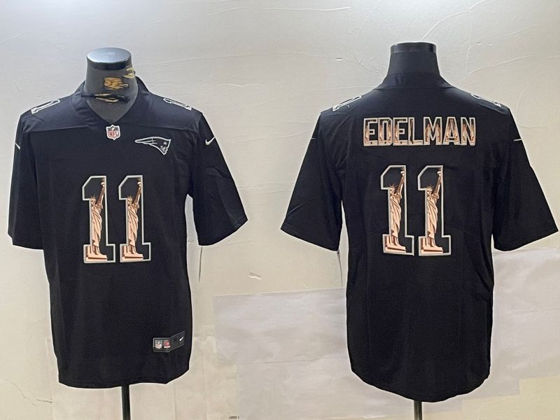 Men New England Patriots #11 Edelman Black 2024 Nike Vapor Limited NFL Jersey style 1->new england patriots->NFL Jersey